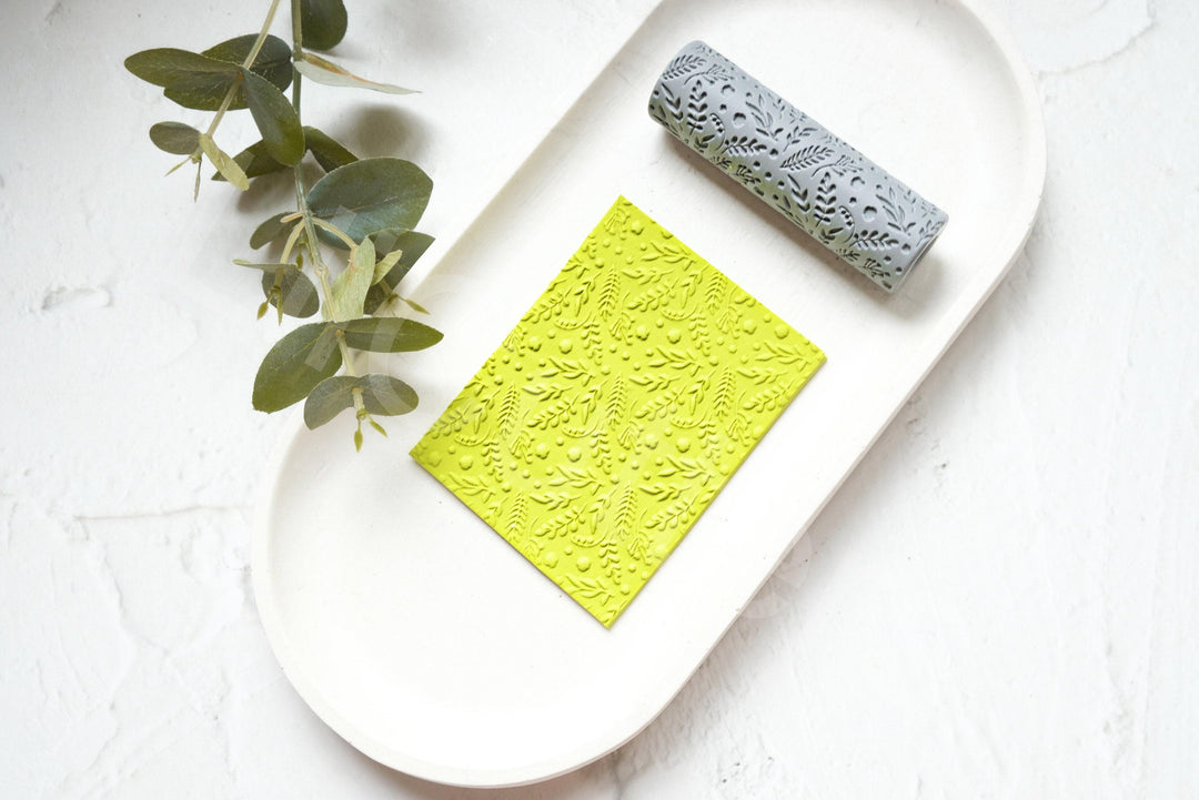 Botanical Clay Roller: Summer Leaves Pattern, Earring Making Tool
