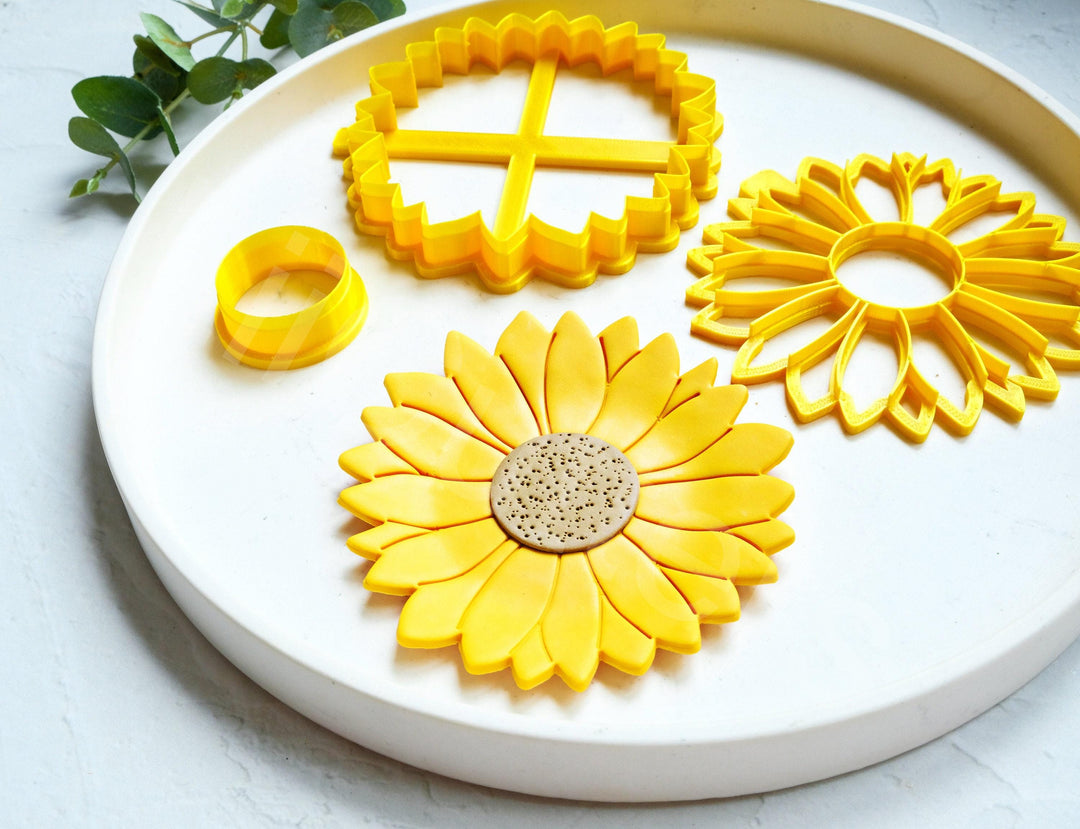 Sunflower Trinket Dish Polymer Clay Cutter: Summer Flower Design