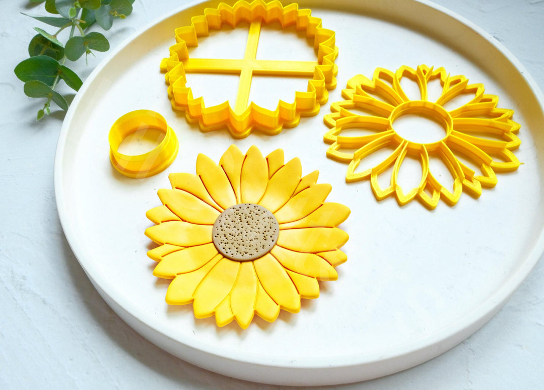 Sunflower Trinket Dish Polymer Clay Cutter: Summer Flower Design