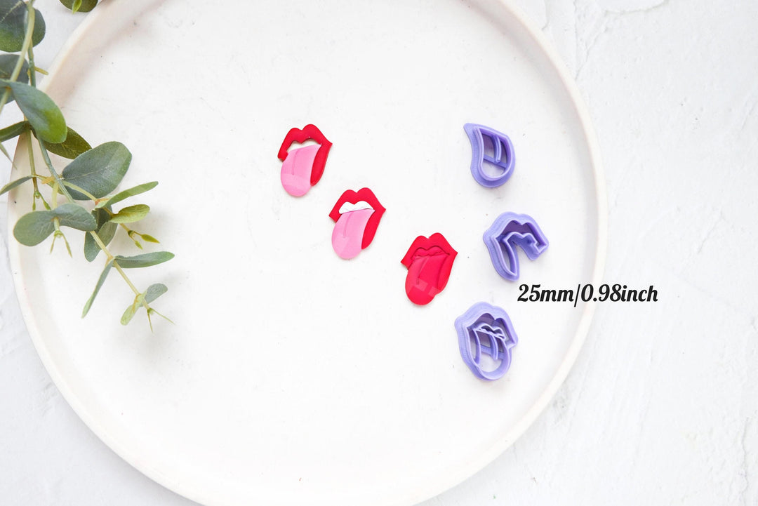Tongue & Lip Polymer Clay Cutters Set (3pc) | Valentine Earring Cutters | Lips Shape Clay Tools for Earrings Jewelry Making