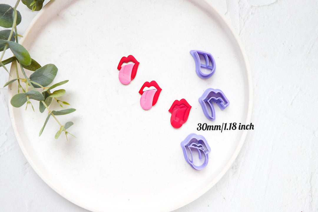 Tongue & Lip Polymer Clay Cutters Set (3pc) | Valentine Earring Cutters | Lips Shape Clay Tools for Earrings Jewelry Making