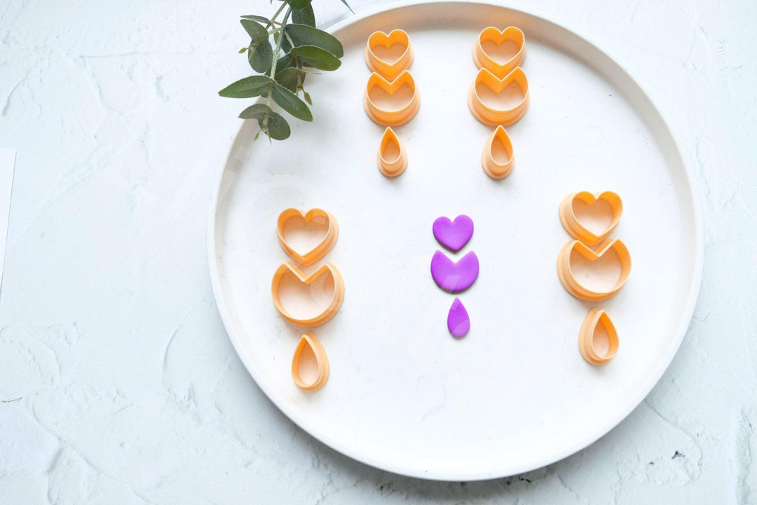 Valentine Heart Polymer Clay Cutter Set: Geometric Earring Making Tool