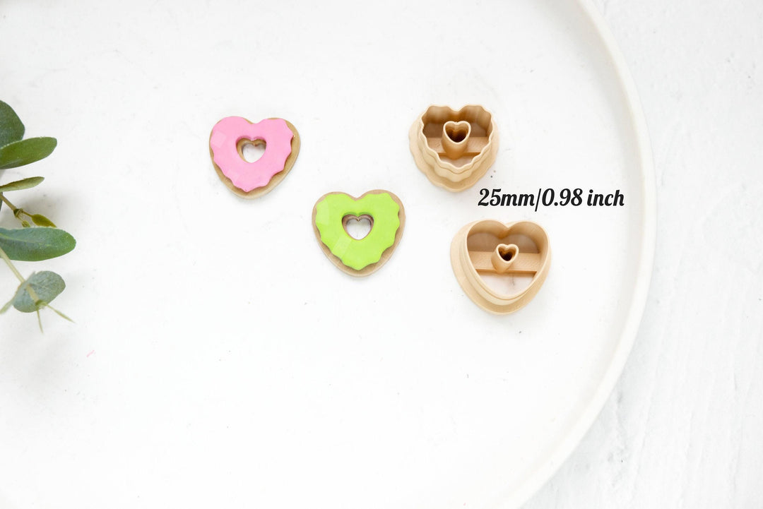 Valentine Heart Donut Clay Cutter Set | 3D Printed Polymer Clay Cutters for Earrings & Jewelry Making