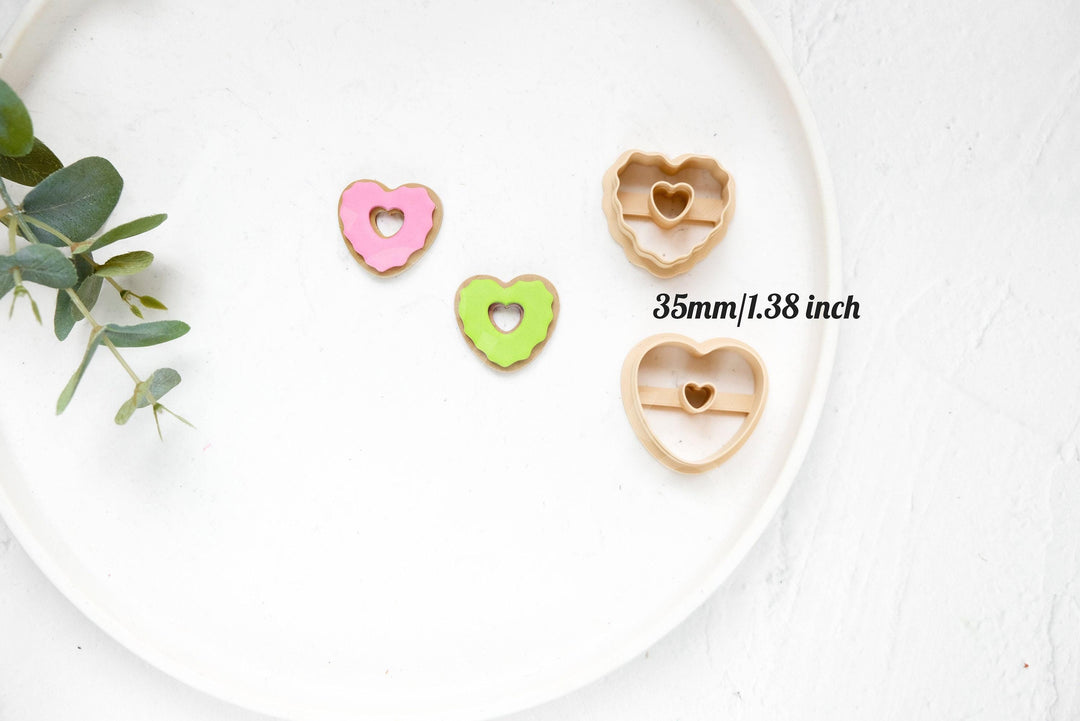 Valentine Heart Donut Clay Cutter Set | 3D Printed Polymer Clay Cutters for Earrings & Jewelry Making