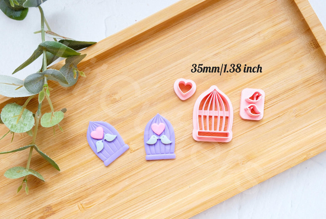 Love Birds Clay Cutter Set: Valentine Bird Cage, DIY Craft (3pc)