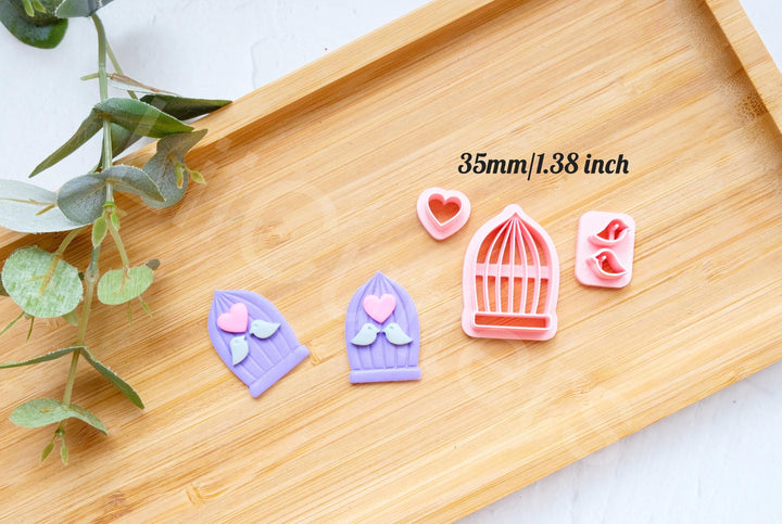Love Birds Clay Cutter Set: Valentine Bird Cage, DIY Craft (3pc)