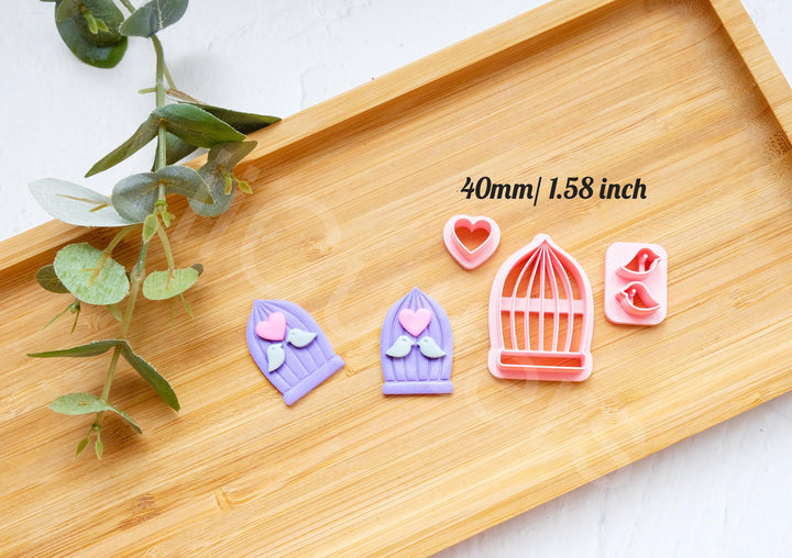 Love Birds Clay Cutter Set: Valentine Bird Cage, DIY Craft (3pc)