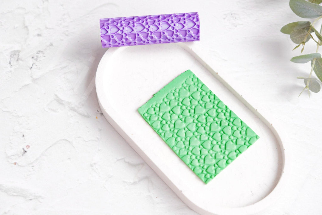 Heart Texture Roller: Valentine Polymer Clay Tool, Love Earring Cutter