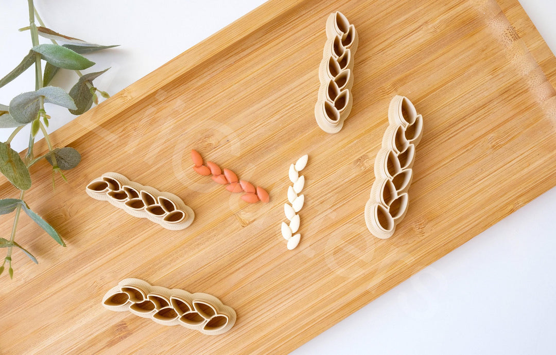 Vine Clay cutter, Wheat Ear Polymer Clay Cutter Set: Cereal Vine Design