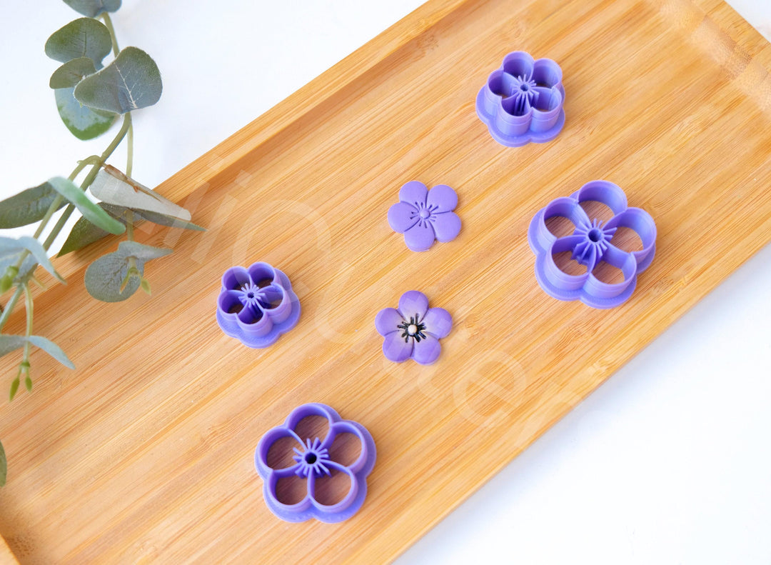 Flower Polymer Clay Cutters: Daisy, Violet, Blue - Earring Making Set