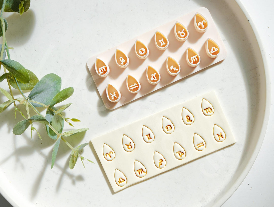 Zodiac Drop Polymer Clay Cutter Set – Horoscope Clay Cutters for Earrings, Astrology Sign Jewelry Making Tools, 3D Printed Clay Supplies