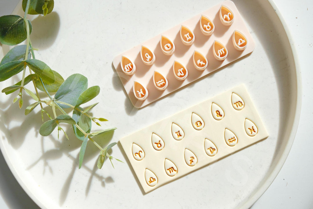 Zodiac Drop Polymer Clay Cutter Set – Horoscope Clay Cutters for Earrings, Astrology Sign Jewelry Making Tools, 3D Printed Clay Supplies