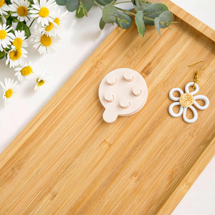 Polymer Clay Flower Thread Guide with Spatula: Earring Making Tool