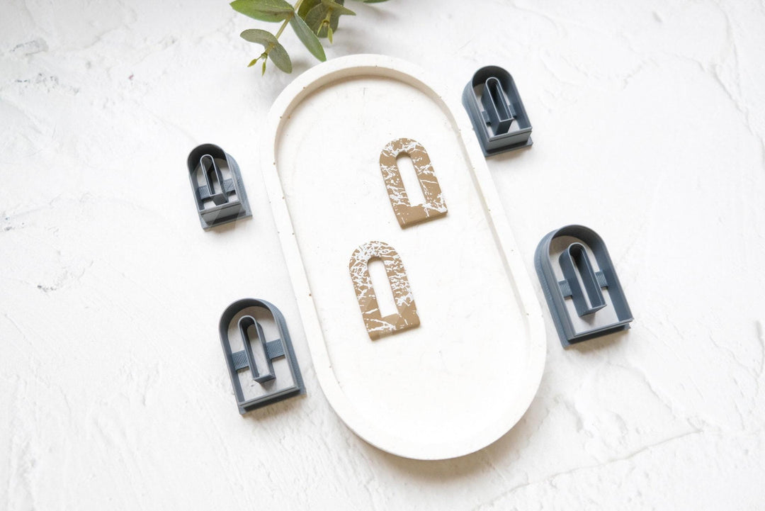 Arch Polymer Clay Cutter Set – Window & Long Window Clay Cutters for Earrings, Geometric DIY Jewelry Making Tools, 3D Printed