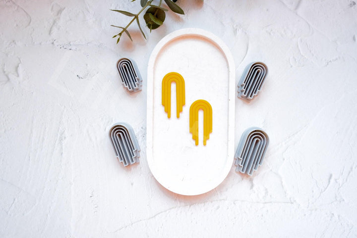 Arch Clay Cutter: Asymmetric Embossed Earring Mold