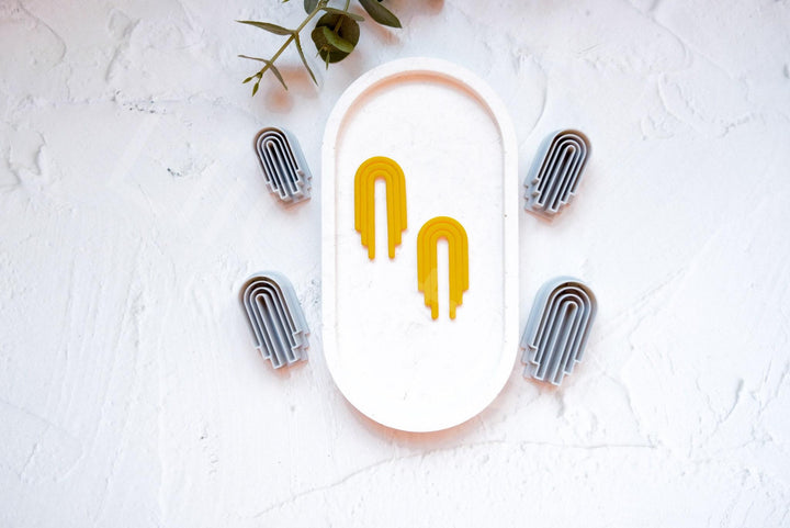 Arch Clay Cutter: Asymmetric Embossed Earring Mold