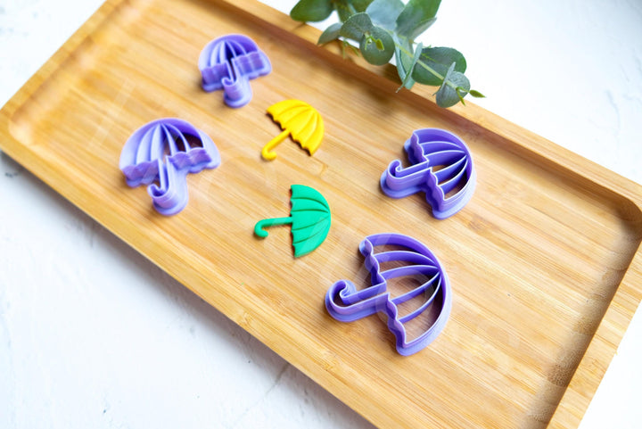 Umbrella Polymer Clay Cutter Set: Fall Earrings, Cookie Dough (30-45mm)