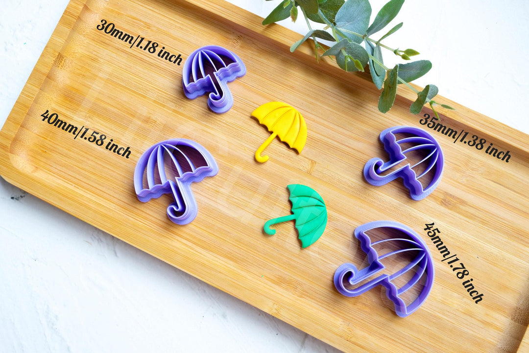 Umbrella Polymer Clay Cutter Set: Fall Earrings, Cookie Dough (30-45mm)