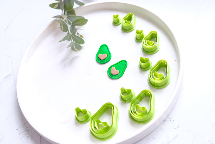 Avocado Heart Clay Cutter Set: Polymer Clay Earring Cutters
