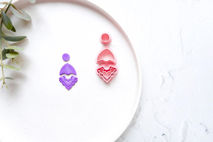 Boho Clay Earring Cutter Set (3pcs): Scalloped Flower Circle, Half Flower