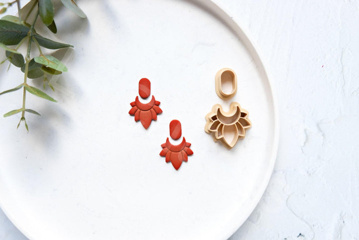 Boho Flower Clay Earring Cutters – Scalloped Circle & Half Flower Set (2pcs) for Polymer Clay Jewelry