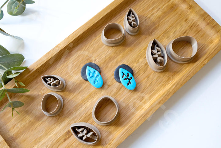 Boho Flower Clay Cutters: Geometric Earring Shapes (2pcs)