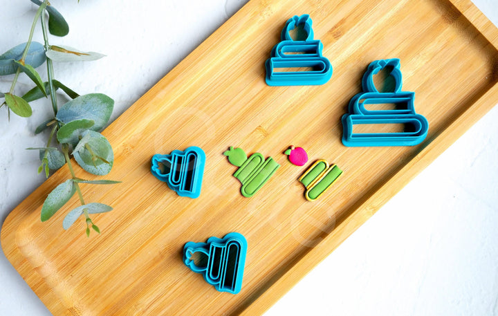 Book & Apple Polymer Clay Cutter: Back to School Earring Tool