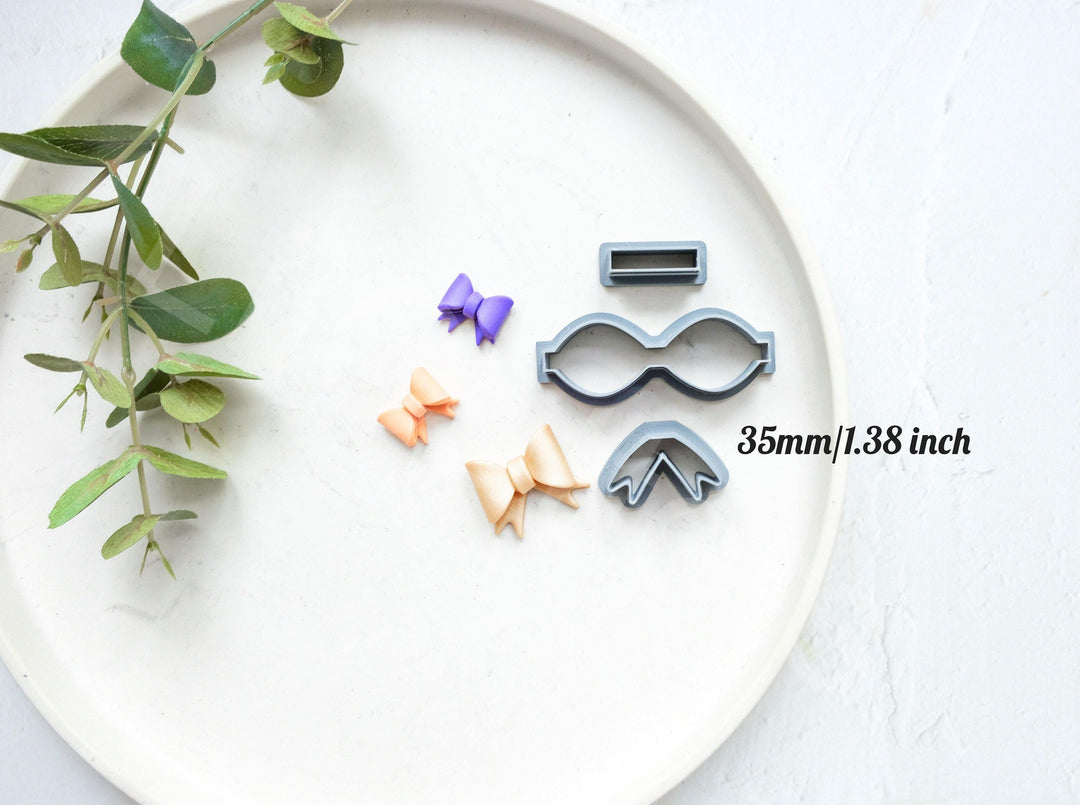 Bow Template 3pc Set: Polymer Clay Cutters, Christmas Earrings