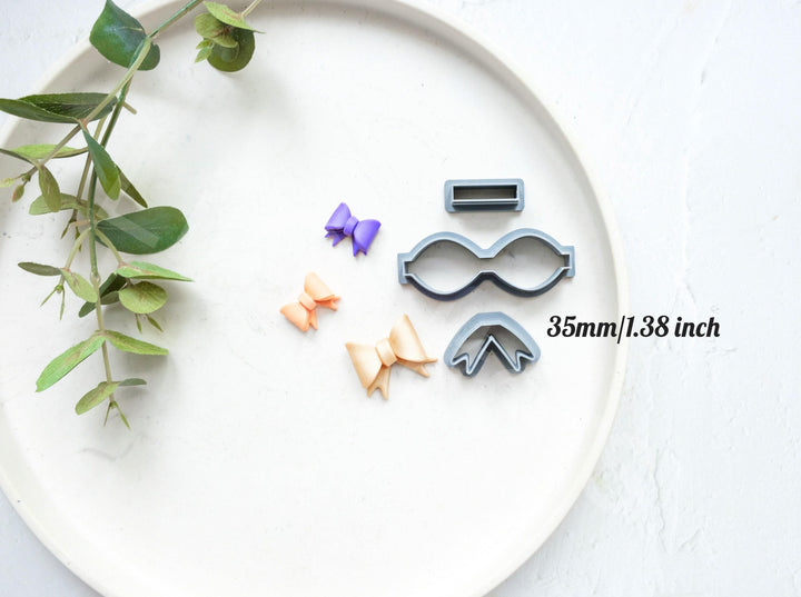 Bow Template 3pc Set: Polymer Clay Cutters, Christmas Earrings