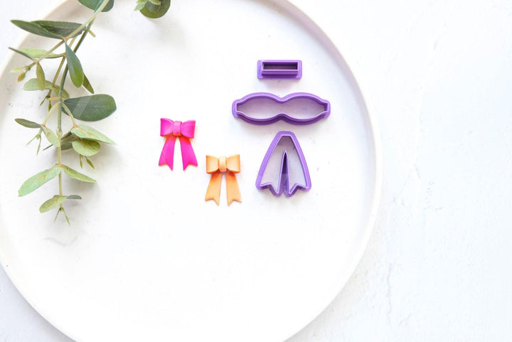 Bow Template 3pc Set – Scallop Christmas Bow Polymer Clay Cutter, Holiday Bow Mold for Earrings, Hair Clips & Festive Crafts