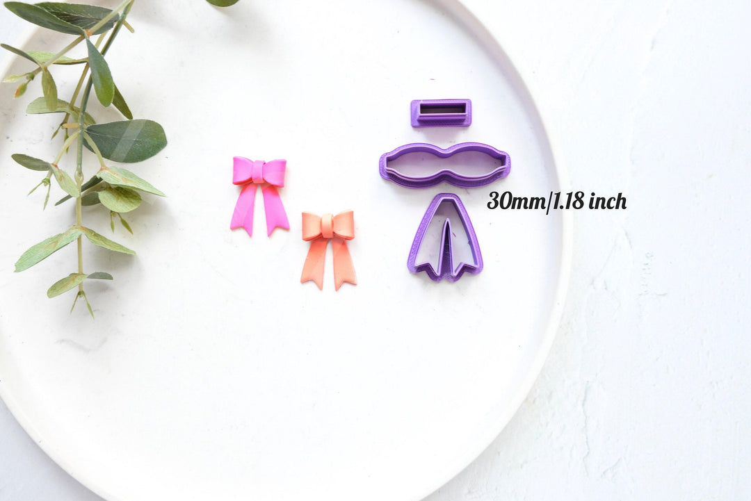 Bow Template 3pc Set – Scallop Christmas Bow Polymer Clay Cutter, Holiday Bow Mold for Earrings, Hair Clips & Festive Crafts