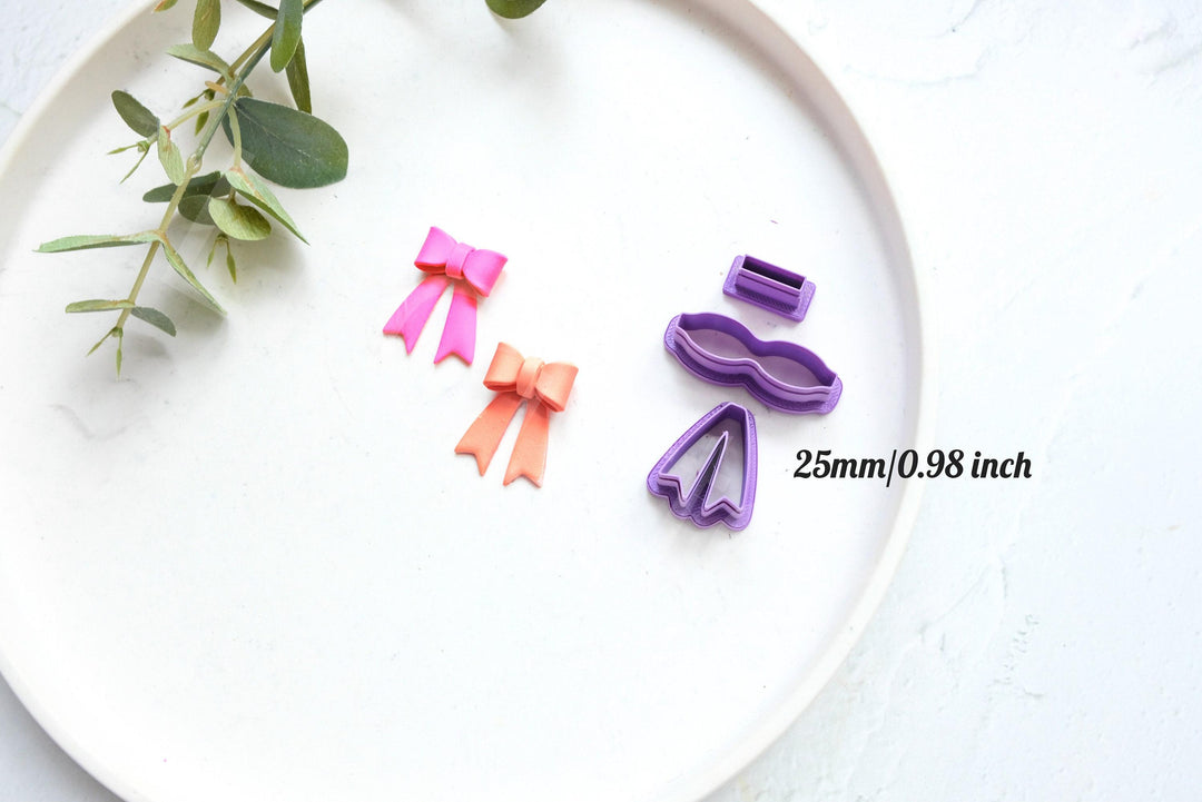 Bow Template 3pc Set – Scallop Christmas Bow Polymer Clay Cutter, Holiday Bow Mold for Earrings, Hair Clips & Festive Crafts