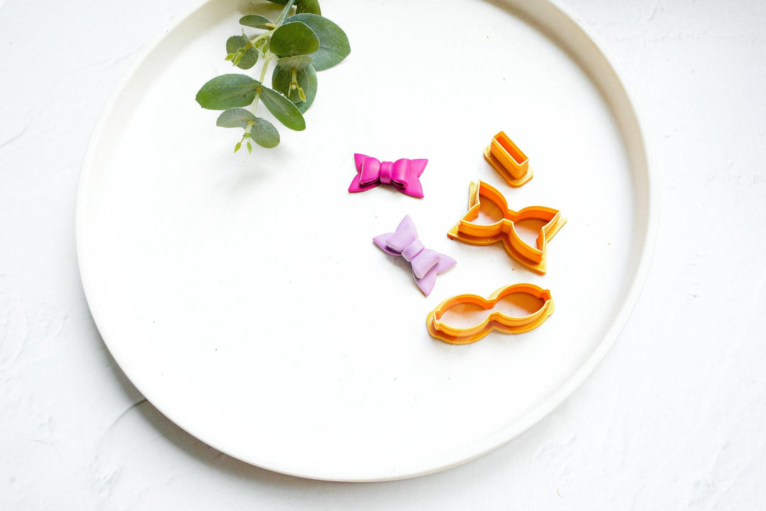 Bow Template 3pc Set: Scallop Polymer Clay Cutter, DIY Christmas Earrings