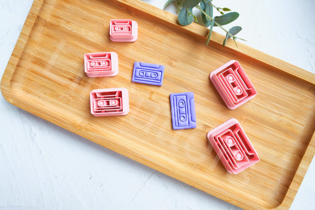 Cassette Tape Polymer Clay Cutter Set – 90s Retro Clay Cutters for Earrings, DIY Jewelry Making Tools, Mini Clay Cutter Set