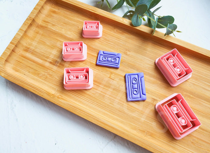 Cassette Tape Polymer Clay Cutter Set – 90s Retro Clay Cutters for Earrings, DIY Jewelry Making Tools, Mini Clay Cutter Set