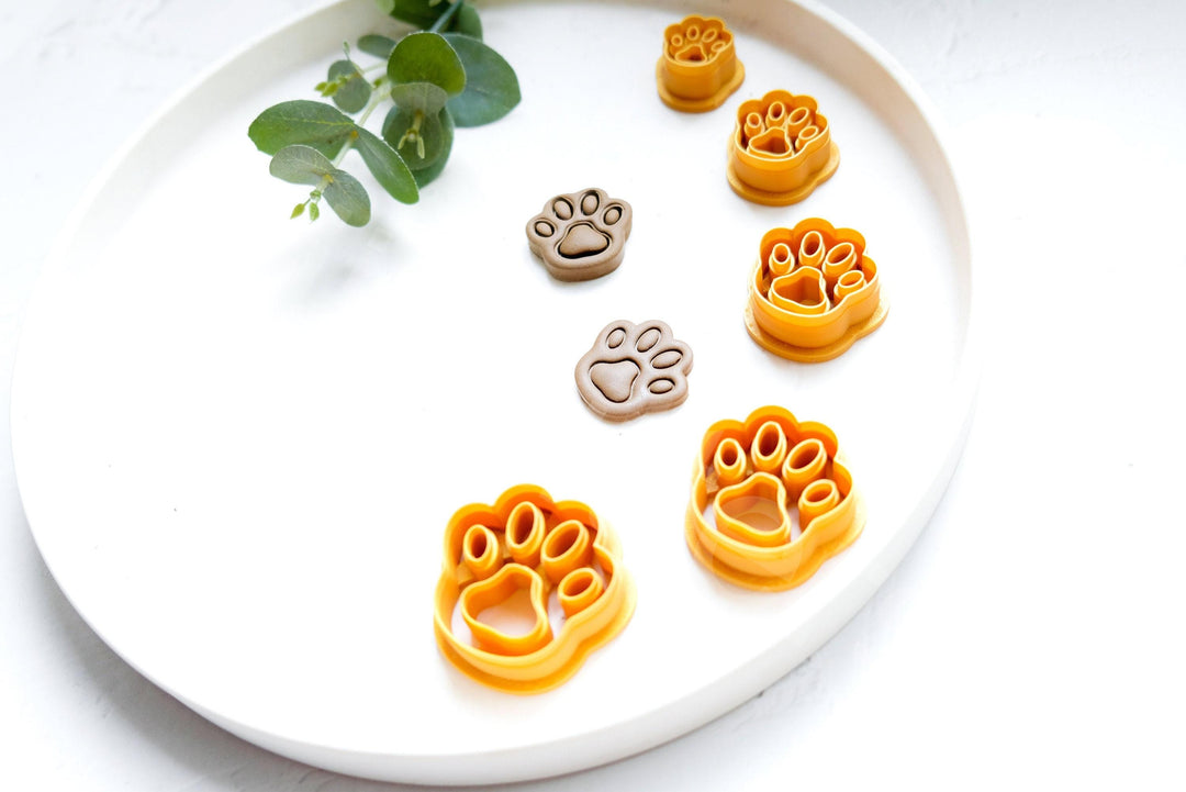 Cat Paw Polymer Clay Cutter Set: Animal Cookie & Earring Cutters