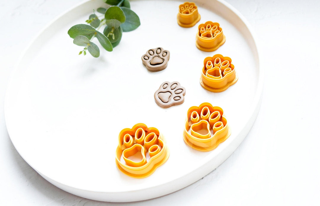 Cat Paw Polymer Clay Cutter Set: Animal Cookie & Earring Cutters