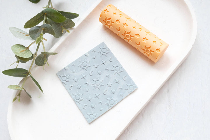 Celestial Symbol Clay Roller: Seamless Texture, Polymer Clay Pattern