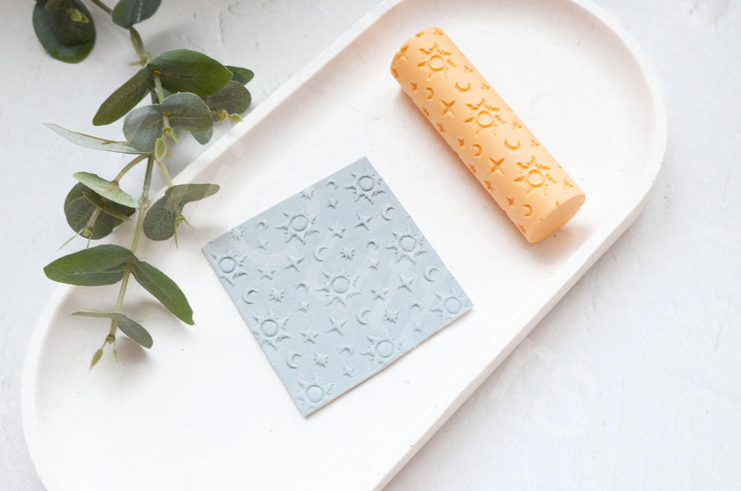 Celestial Symbol Clay Roller: Seamless Texture, Polymer Clay Pattern