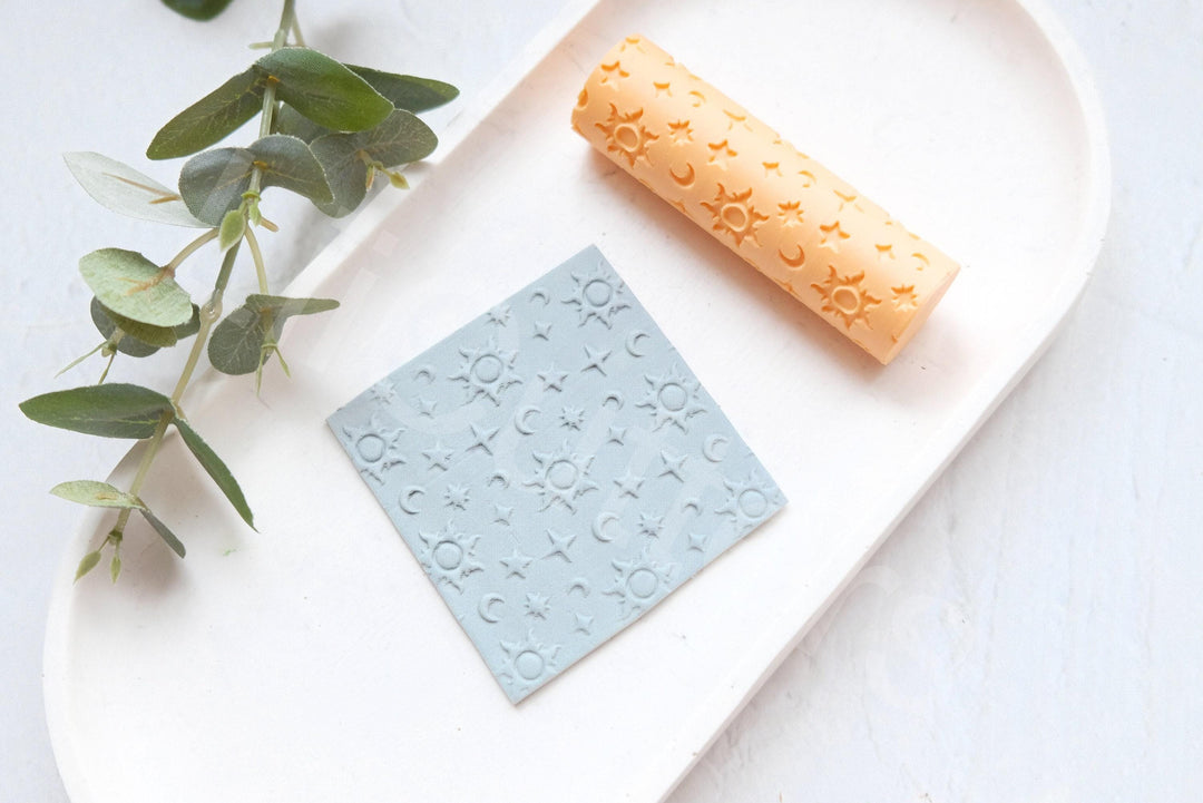 Celestial Symbol Clay Roller: Seamless Texture, Polymer Clay Pattern