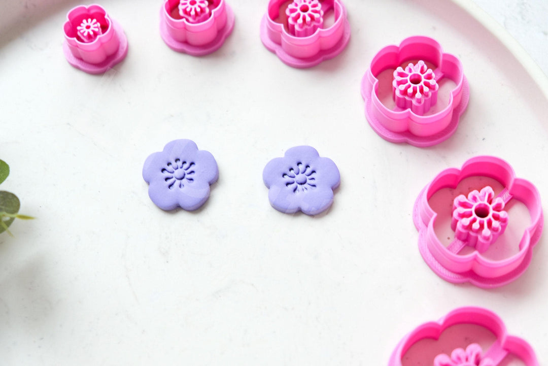 Embossed Cherry Flower Polymer Clay Cutter Set (Style B)