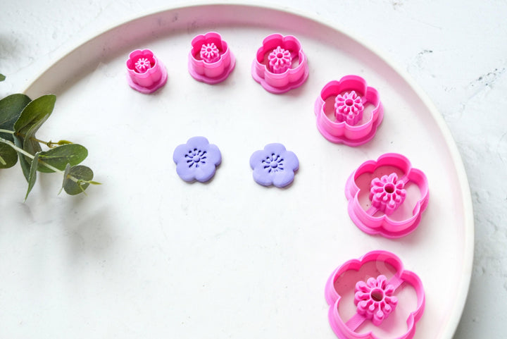 Embossed Cherry Flower Polymer Clay Cutter Set (Style B)
