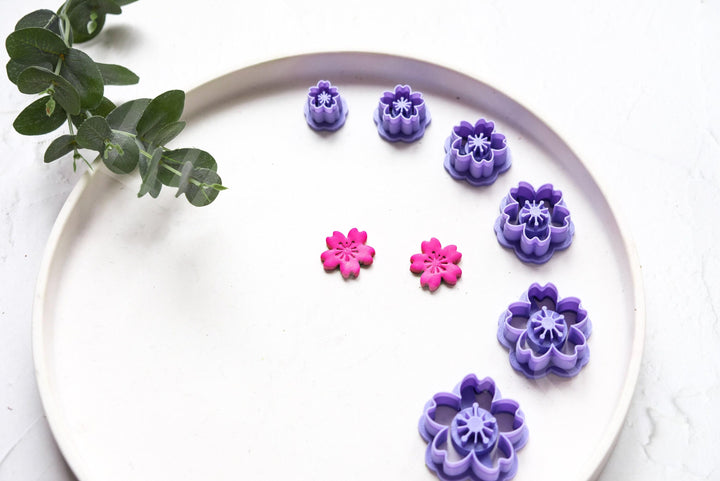 Embossed Cherry Flower Cutter Set: Polymer Clay Earring Making