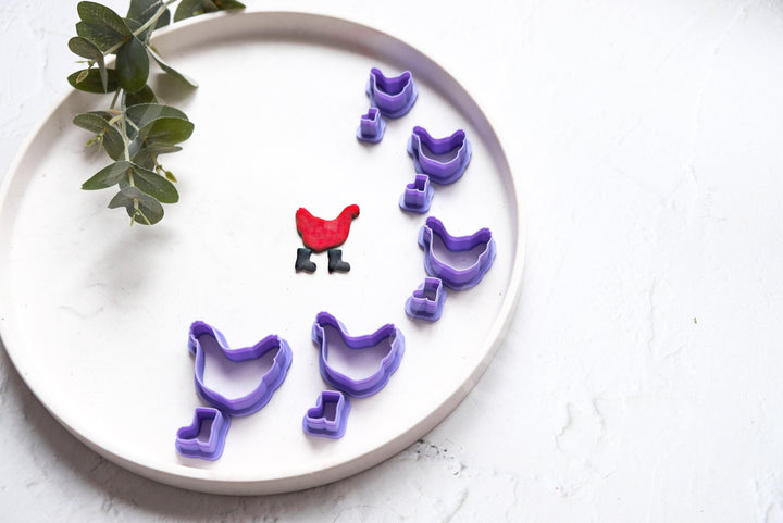 Chicken with Boots Clay Cutter: Animal Print Stamp, Earring Making
