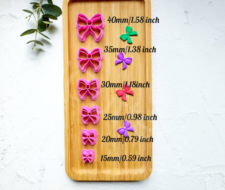 Christmas Bow Clay Cutter: Scallop Embossed Design, Earring Making Tool, Polymer clay Cutter, 6 sizes