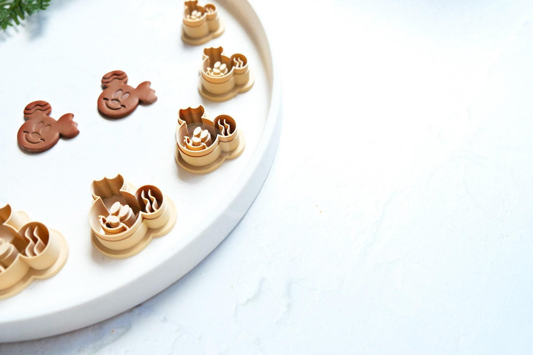Christmas Mouse Cookie Cutter: Ginger Embossed Design, Clay Earring Cutter