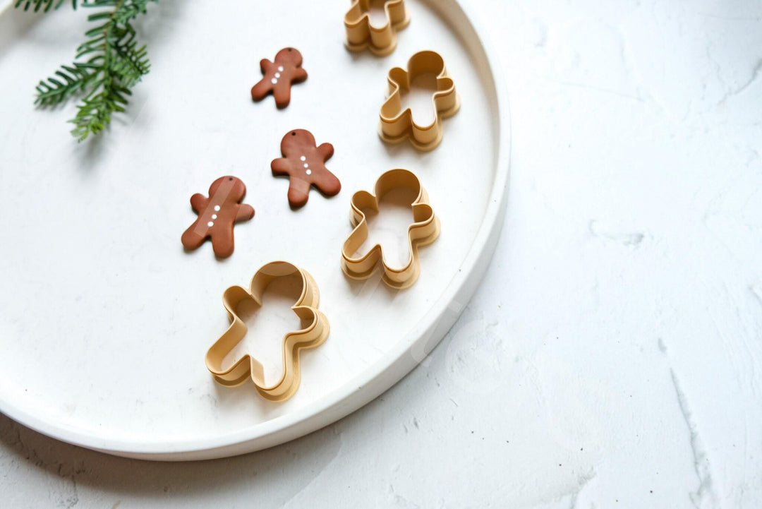 Gingerbread Boy Clay Cutter: Embossed Christmas Earring Mold