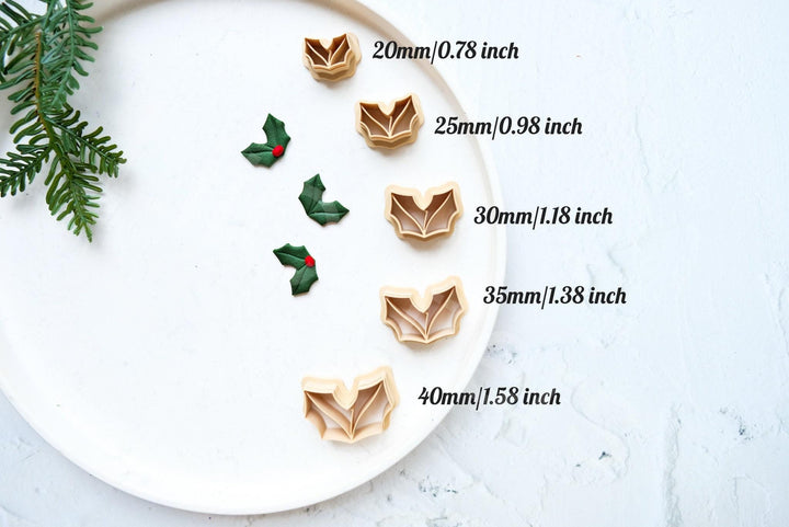 Christmas Holly Leaf Clay Cutters: Polymer Clay Earrings, Cookie Dough