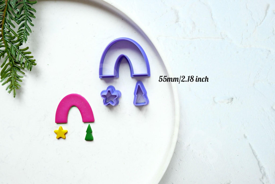 Christmas Rainbow Arch Cutter Set: Clay Earring, Hair Clip Cutter