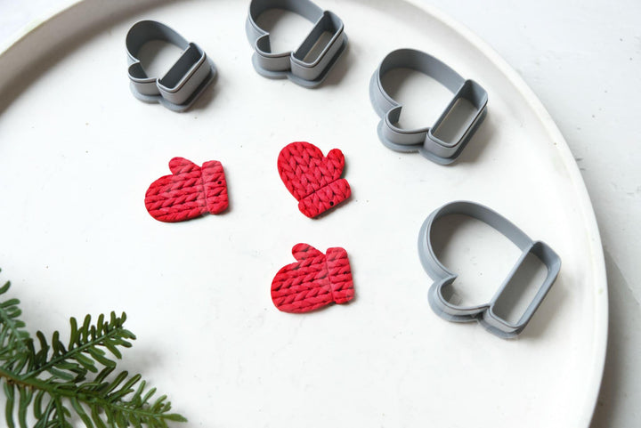 Mitten Clay Cutter Set: Christmas Santa Glove, Polymer Clay Earrings (30-45mm)